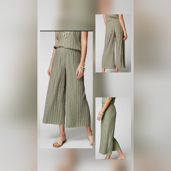 Pants - PURE JILL | Pleated Wide Leg Pants | Sage Green/Gray | Medium